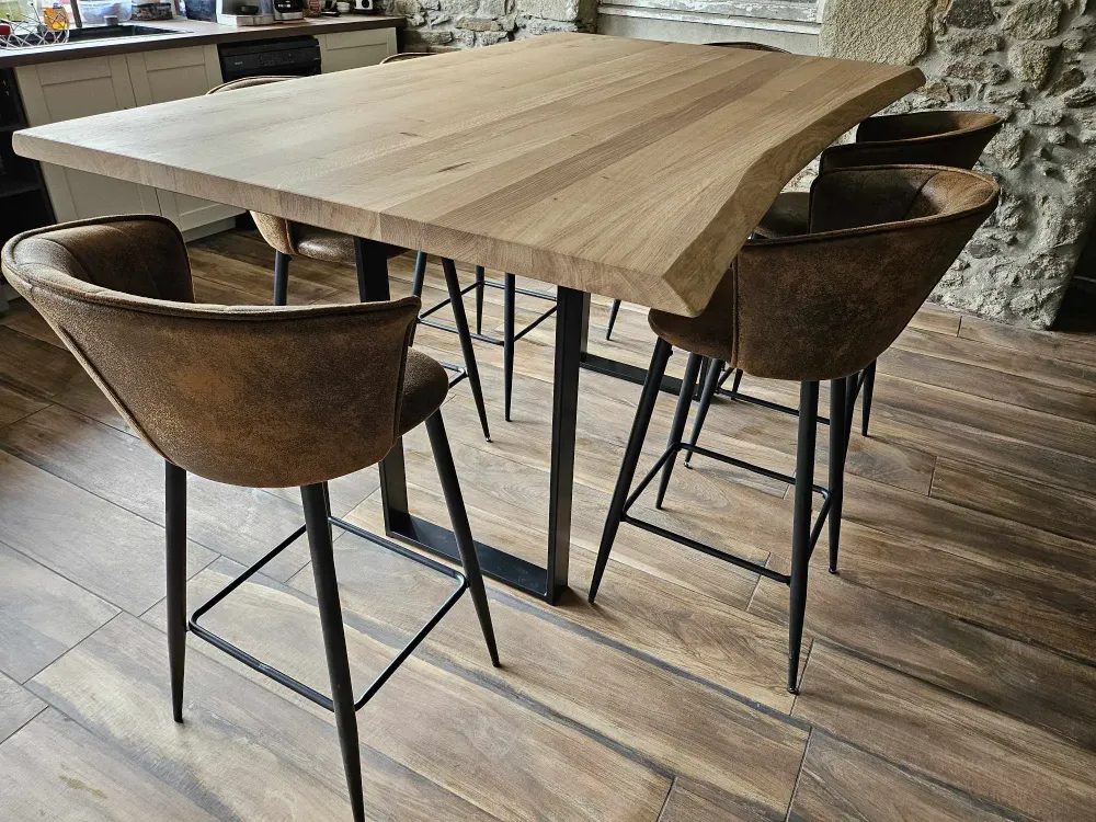 DESSUS TABLE CHENE MASSIF BORDS IRREGULIERS