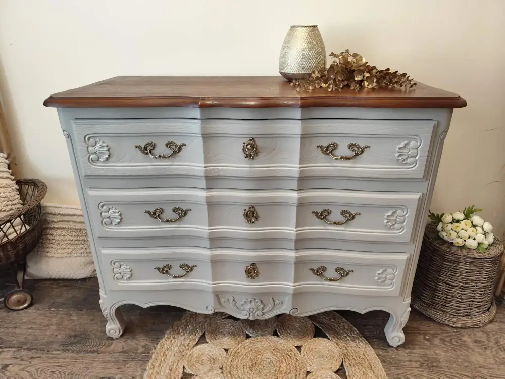 COMMODE EN MERISIER GRIS CLAIR